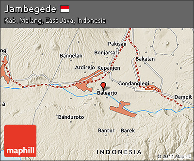 Shaded Relief 3D Map of Jambegede