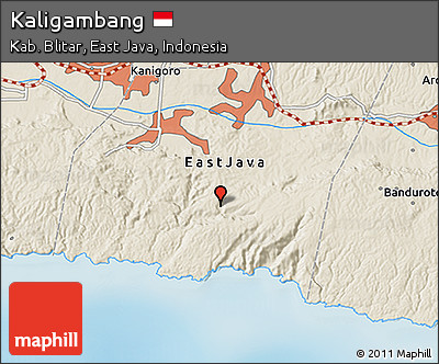 Shaded Relief 3D Map of Kaligambang