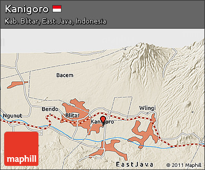 Shaded Relief 3D Map of Kanigoro