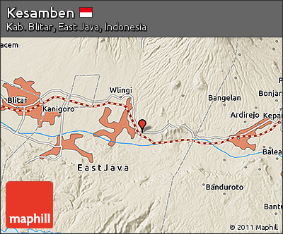 Shaded Relief 3D Map of Kesamben