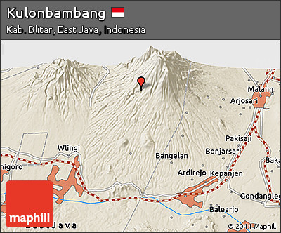 Shaded Relief 3D Map of Kulonbambang