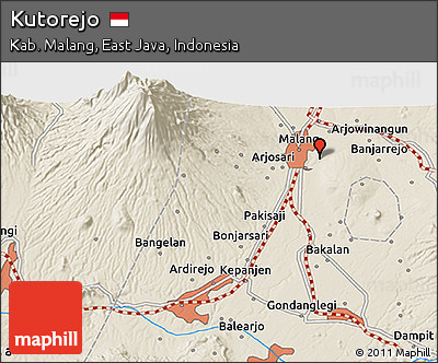 Shaded Relief 3D Map of Kutorejo