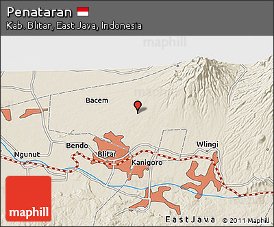 Shaded Relief 3D Map of Penataran