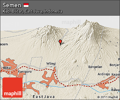 Shaded Relief 3D Map of Semen