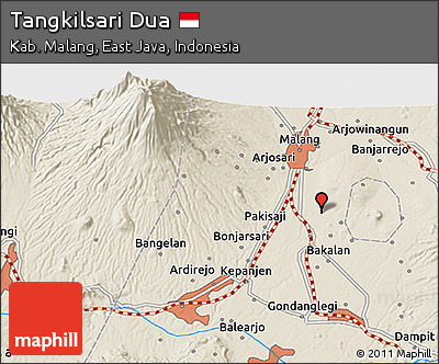 Shaded Relief 3D Map of Tangkilsari Dua