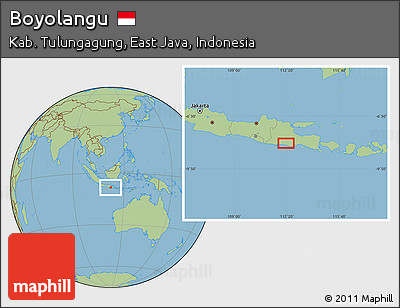 Savanna Style Location Map of Boyolangu
