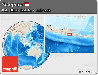 Shaded Relief Location Map of Selopuro