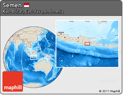 Shaded Relief Location Map of Semen