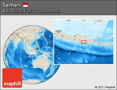 Shaded Relief Location Map of Semen