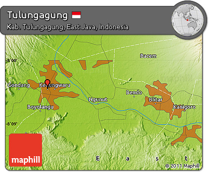 Physical Map of Tulungagung