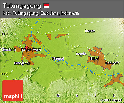 Physical Map of Tulungagung