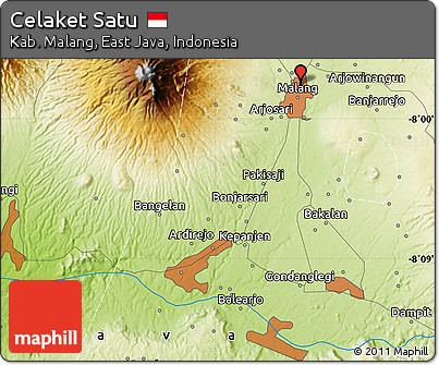 Physical Map of Celaket Satu