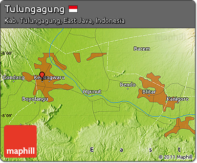 Physical Map of Tulungagung