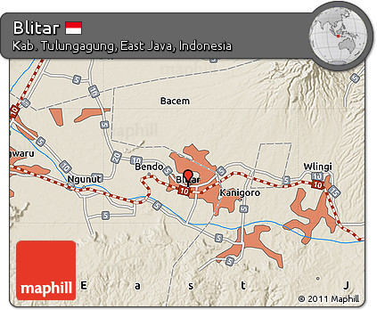 Shaded Relief Map of Blitar