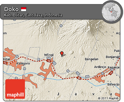 Shaded Relief Map of Doko