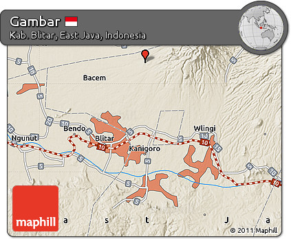 Shaded Relief Map of Gambar
