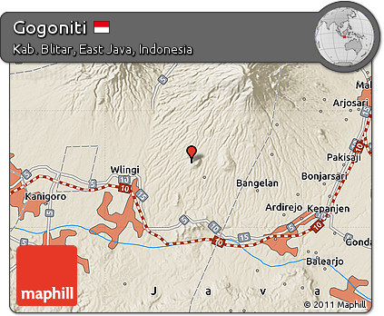 Shaded Relief Map of Gogoniti