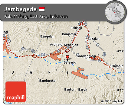 Shaded Relief Map of Jambegede