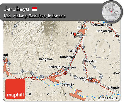 Shaded Relief Map of Jeruhayu