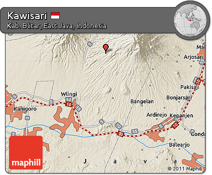 Shaded Relief Map of Kawisari