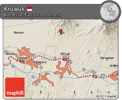Shaded Relief Map of Kruwuk