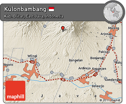 Shaded Relief Map of Kulonbambang