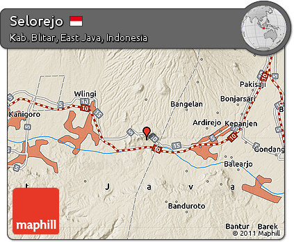 Shaded Relief Map of Selorejo