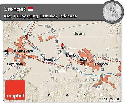 Shaded Relief Map of Srengat