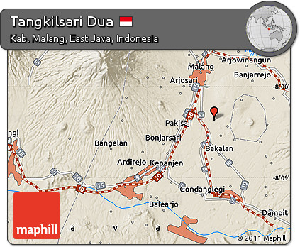 Shaded Relief Map of Tangkilsari Dua