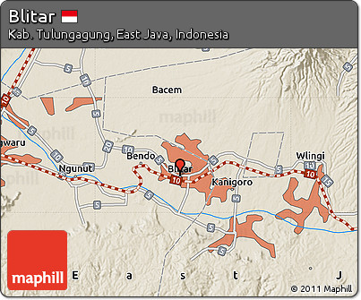 Shaded Relief Map of Blitar