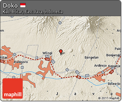 Shaded Relief Map of Doko