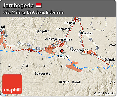 Shaded Relief Map of Jambegede