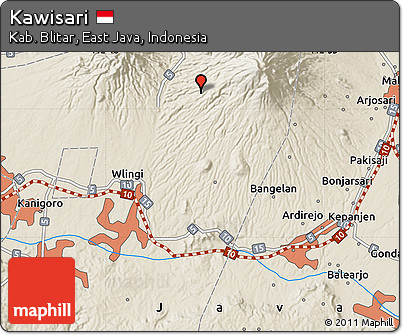 Shaded Relief Map of Kawisari