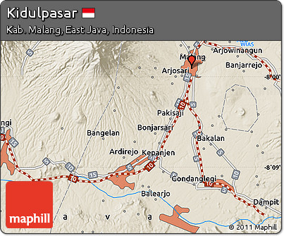 Shaded Relief Map of Kidulpasar