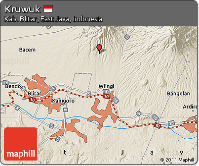 Shaded Relief Map of Kruwuk