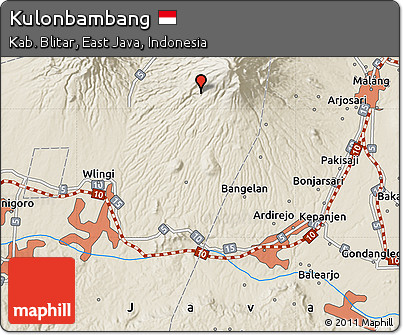 Shaded Relief Map of Kulonbambang