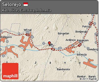 Shaded Relief Map of Selorejo