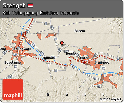 Shaded Relief Map of Srengat