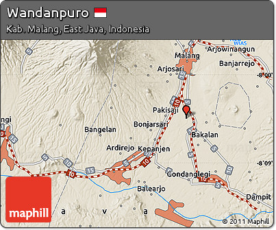 Shaded Relief Map of Wandanpuro