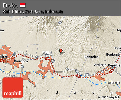 Shaded Relief Map of Doko