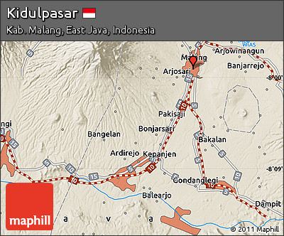 Shaded Relief Map of Kidulpasar