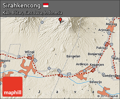 Shaded Relief Map of Sirahkencong