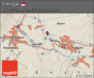 Shaded Relief Map of Srengat