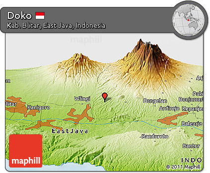 Physical Panoramic Map of Doko