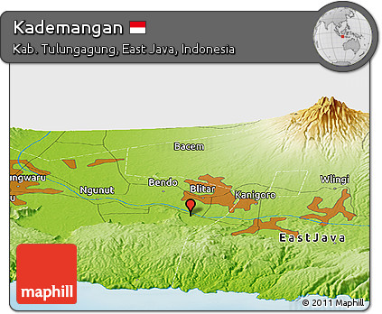 Physical Panoramic Map of Kademangan