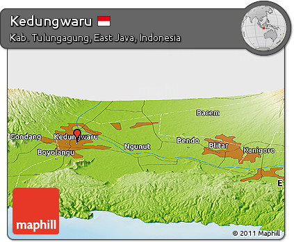 Physical Panoramic Map of Kedungwaru