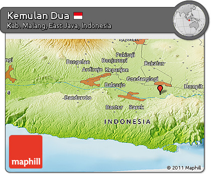 Physical Panoramic Map of Kemulan Dua