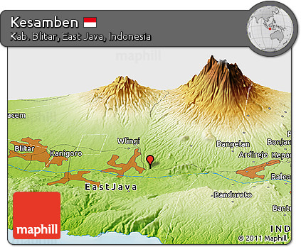 Physical Panoramic Map of Kesamben