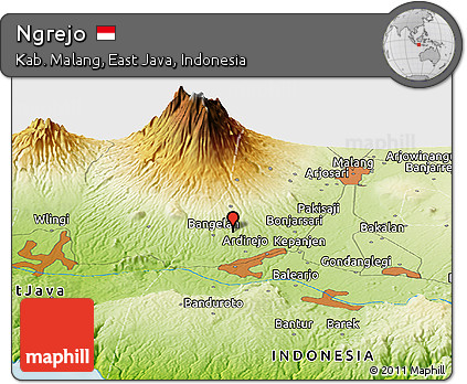 Physical Panoramic Map of Ngrejo
