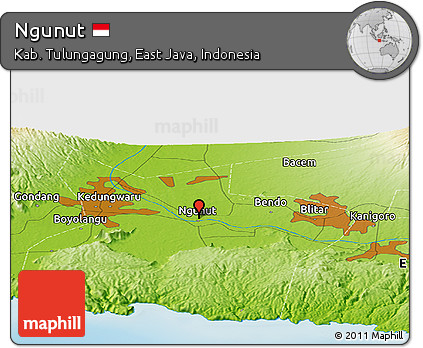 Physical Panoramic Map of Ngunut